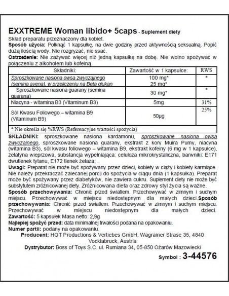 Zwiększenie libido Exxtreme Libido Caps Woman 5 kaps. - Zwiększenie libida i potencji u kobiet - 3