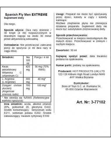 Hiszpańska mucha Spain Fly Extreme Men 30 ml - Dłuższa i mocniejsza erekcja - 2