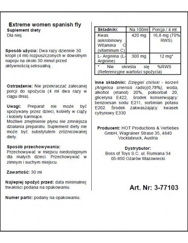 Hiszpańska mucha Spain Fly Extreme Women 30 ml - Zwiększenie libida i potencji u kobiet - 2