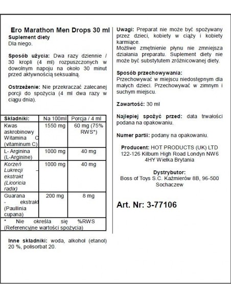 Ero Marathon Men Drops 30 ml - Środki na opóźnienie wytrysku - 2
