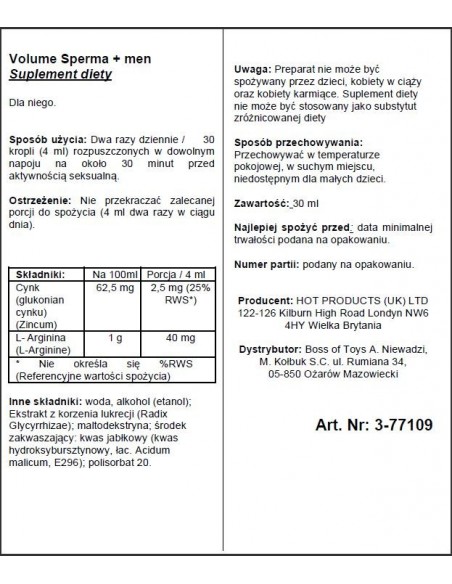 Poprawa jakości nasienia Volume Sperma+ 30ml - Dłuższa i mocniejsza erekcja - 2