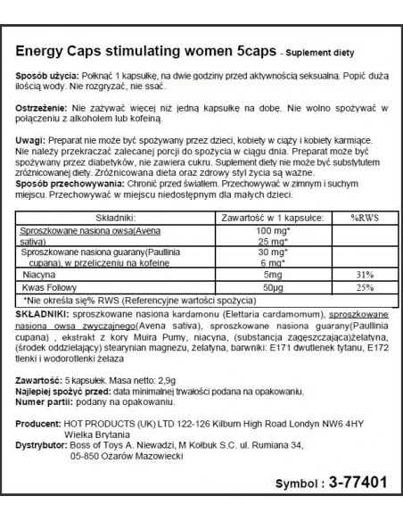 Women Energy 5 kaps. - Zwiększenie libida i potencji u kobiet - 2