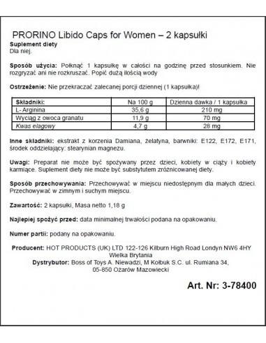 Zwiększenie libido Prorino Women Black Line 2 kaps. - Zwiększenie libida i potencji u kobiet - 2