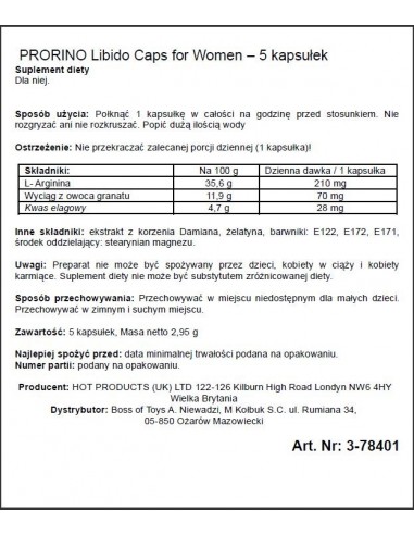 Zwiększenie libido Prorino Women Black Line 5 kaps. - Zwiększenie libida i potencji u kobiet - 2