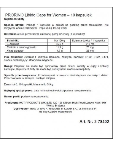 Zwiększenie libido Prorino Women Black Line 10 kaps. - Zwiększenie libida i potencji u kobiet - 2