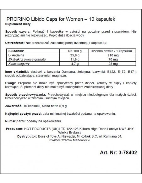 Zwiększenie libido Prorino Women Black Line 10 kaps. - Zwiększenie libida i potencji u kobiet - 2