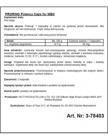 Prorino Men Black Line Potency 2 kaps. - Dłuższa i mocniejsza erekcja - 2
