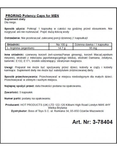 Prorino Men Black Line Potency 5 kaps. - Dłuższa i mocniejsza erekcja - 2