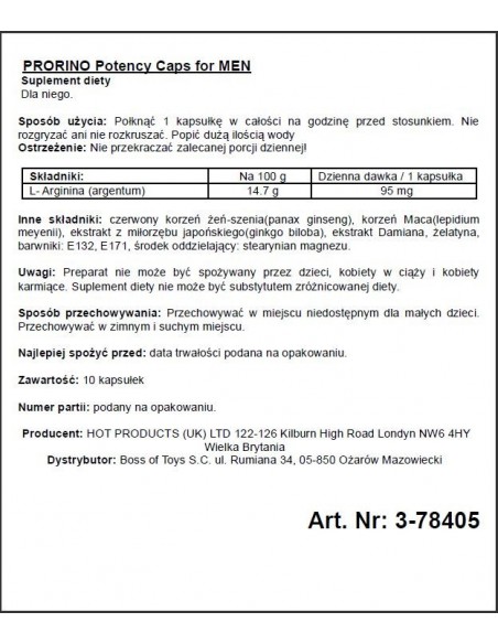 Prorino Men Black Line Potency 10 kaps. - Dłuższa i mocniejsza erekcja - 2