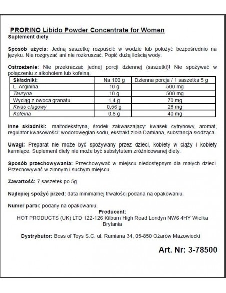 Ero Prorino Black Line Libido Powder Concentrate - Zwiększenie libida i potencji u kobiet - 2