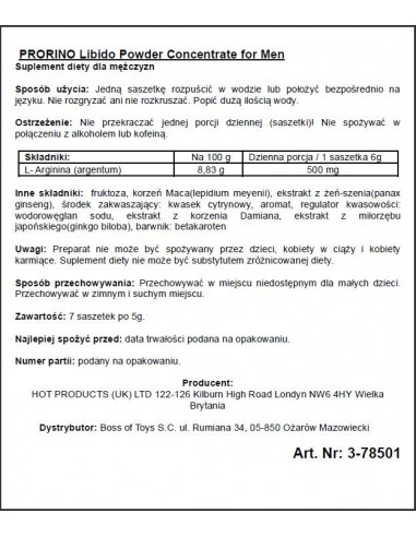 Ero Prorino Black Line Potency Powder Concentrate - Dłuższa i mocniejsza erekcja - 2