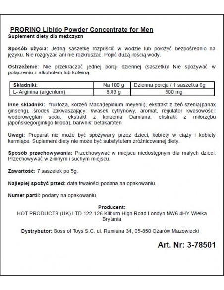 Ero Prorino Black Line Potency Powder Concentrate - Dłuższa i mocniejsza erekcja - 2