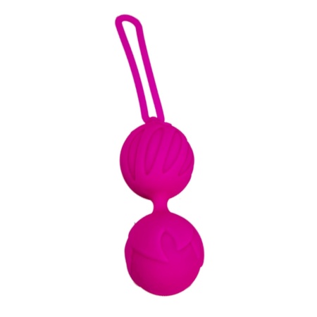Kulki dopochwowe Geisha Lastic Ball Mini Magenta - medyczny silikon, dwuelementowa konstrukcja kulista z elastycznym uchwytem - 1