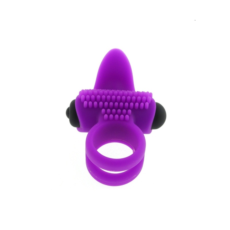 Pierścień wibrator Bullet Lastic Ring 2 w 1 - silikon medyczny, fioletowy - 4