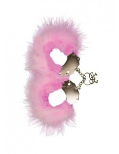 Kajdanki Metallic Handcuffs,Feather Cov. Pink - Śmieszne gadżety, prezenty - 1