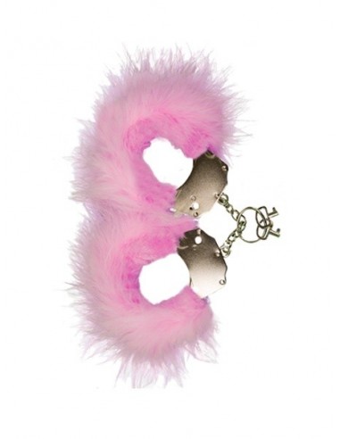 Kajdanki Metallic Handcuffs,Feather Cov. Pink - Śmieszne gadżety, prezenty - 1