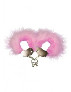 Kajdanki Metallic Handcuffs,Feather Cov. Pink - Śmieszne gadżety, prezenty - 1 2