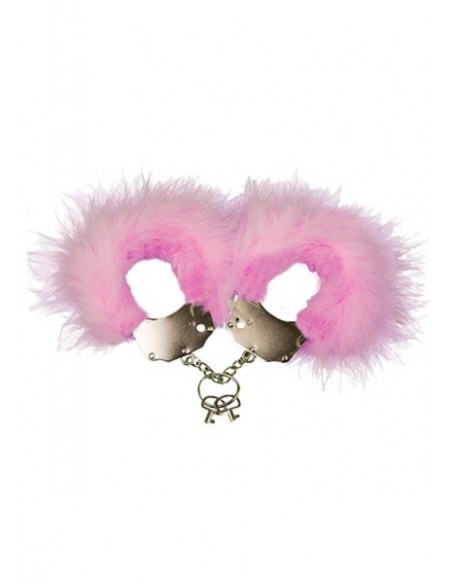 Kajdanki Metallic Handcuffs,Feather Cov. Pink - Śmieszne gadżety, prezenty - 2