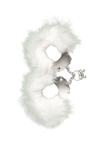 Kajdanki Metallic Handcuffs,feather Cov. White - Śmieszne gadżety, prezenty - 2