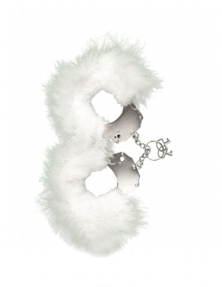 Kajdanki Metallic Handcuffs,feather Cov. White - Śmieszne gadżety, prezenty - 2
