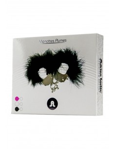 Kajdanki Metallic Handcuffs,Feather Cov. Black - Śmieszne gadżety, prezenty - 1