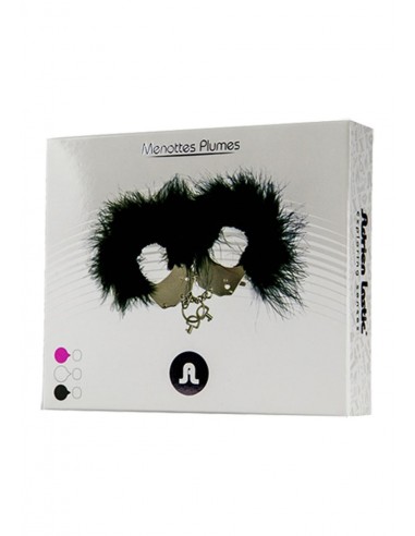 Kajdanki Metallic Handcuffs,Feather Cov. Black - Śmieszne gadżety, prezenty - 1