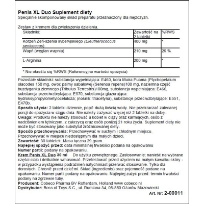 Suplement diety Penis XL DUO Pack EFS – 30 tabletek + 30 ml kremu - 1 2