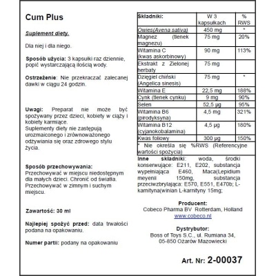 Suplement diety Cum Plus+ EAST 30 kapsułek dla mężczyzn - 1 2