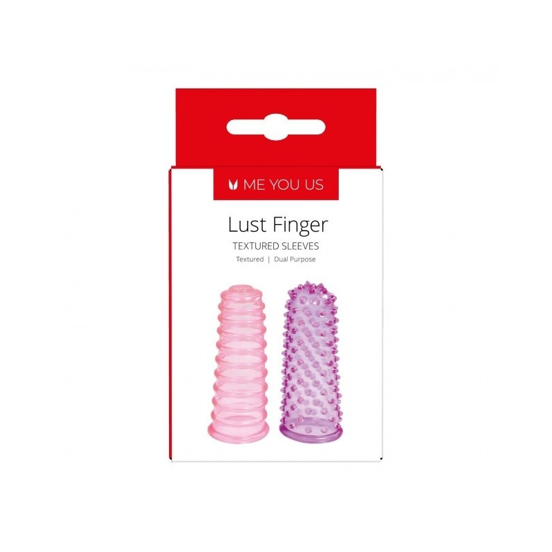 Lust Fingers Sleeves - Zestaw 2 Elastycznych Nakładek na Palce o Podwójnej Teksturze Stymulującej (Prążkowanej i Wypustkowej) - 1
