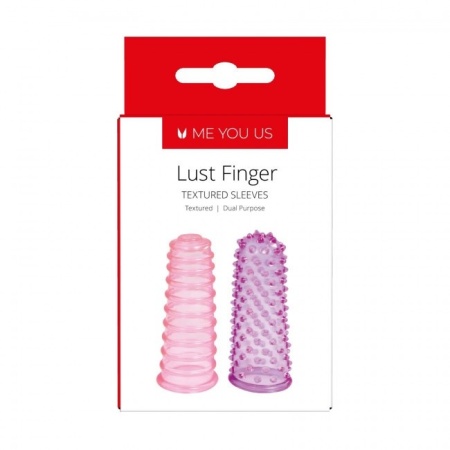 Lust Fingers Sleeves - Zestaw 2 Elastycznych Nakładek na Palce o Podwójnej Teksturze Stymulującej (Prążkowanej i Wypustkowej) - 1