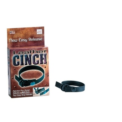 Regulowany pierścień na penisa Leather Cinch Black ze skóry naturalnej, 26 cm - 1