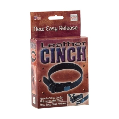 Regulowany pierścień na penisa Leather Cinch Black ze skóry naturalnej, 26 cm - 1 2
