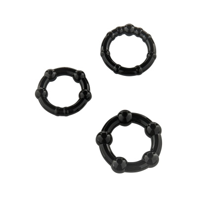 Three Rings Black – zestaw 3 pierścieni erekcyjnych z wypustkami - 1