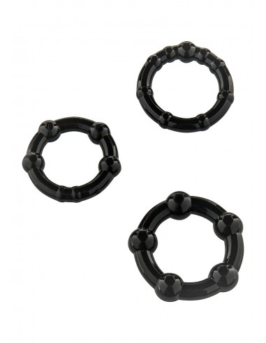 Zestaw pierścieni erekcyjnych Stay Hard Black 3 szt. - Pierścienie erekcyjne niewibrujące - 1