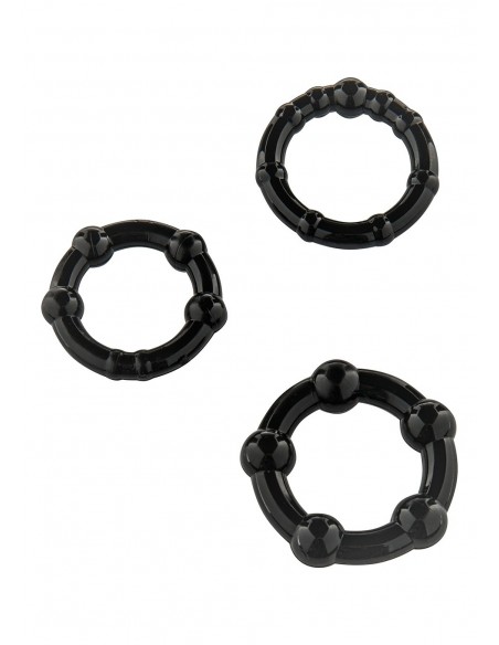 Zestaw pierścieni erekcyjnych Stay Hard Black 3 szt. - Pierścienie erekcyjne niewibrujące - 1