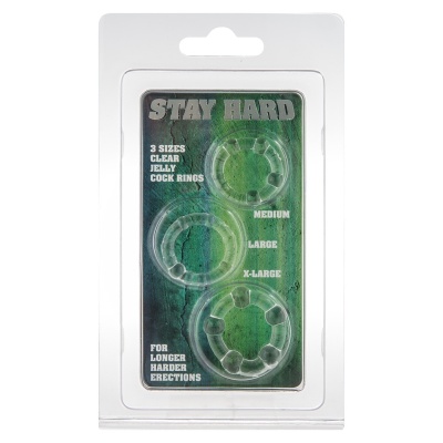 Pierścienie erekcyjne Three Rings Transparent z wypustkami stymulującymi – średnica wewnętrzna 2,1–2,4 cm - 1 2