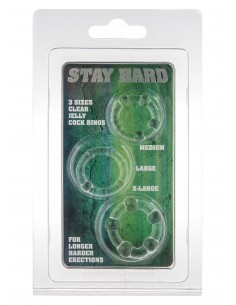 Zestaw pierścieni erekcyjnych Stay Hard Clear 3 szt. - Pierścienie erekcyjne niewibrujące - 1 2