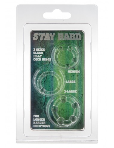 Zestaw pierścieni erekcyjnych Stay Hard Clear 3 szt. - Pierścienie erekcyjne niewibrujące - 2