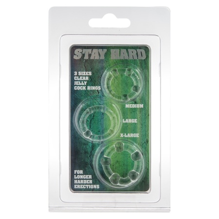 Pierścienie erekcyjne Three Rings Transparent z wypustkami stymulującymi – średnica wewnętrzna 2,1–2,4 cm - 2