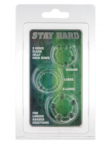Zestaw pierścieni erekcyjnych Stay Hard Clear 3 szt. - Pierścienie erekcyjne niewibrujące - 2