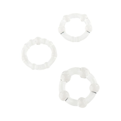 Pierścienie erekcyjne Three Rings Transparent z wypustkami stymulującymi – średnica wewnętrzna 2,1–2,4 cm - 1