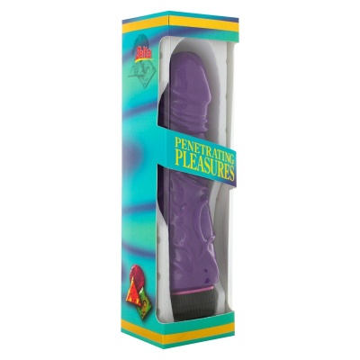Shining Vibrator Purple – wibrator z fakturowanym trzonem i wibracjami, 20 cm - 1 2