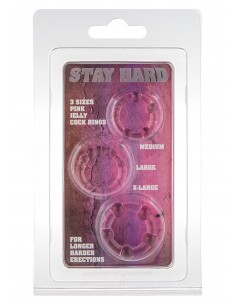 Zestaw pierścieni erekcyjnych Stay Hard Pink 3 szt. - Pierścienie erekcyjne niewibrujące - 1 2