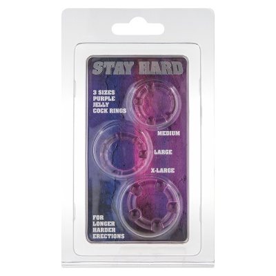 Zestaw 3 elastycznych pierścieni erekcyjnych Three Rings Purple (21–24 mm) - 1 2