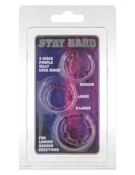 Zestaw pierścieni erekcyjnych Stay Hard Purple 3 szt. - Pierścienie erekcyjne niewibrujące - 2