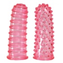 Nakładki na penisa Lustfingers Soft + Bumpy Pink - silikonowe, prążkowane i wypustkowe (2 szt.) - 2