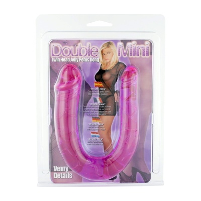 Dwustronne mini dildo Twinhead z wibracją 20 cm - 1 2
