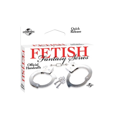 Kajdanki BDSM Official Handcuffs ze stali niklowanej z mechanizmem szybkiego zwalniania, ok. 23 cm - 1