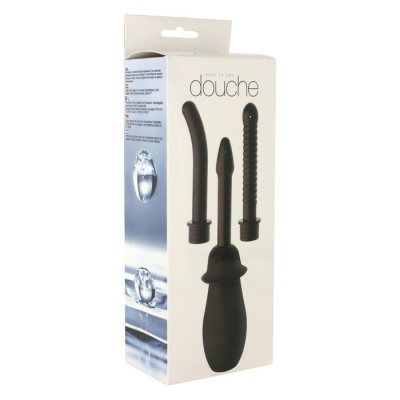 Anal Douche Kit Black z trzema wymiennymi końcówkami – 20 cm - 1 2