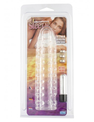 Stymulująca Nakładka Na Penisa Vibropenis Sleeve Clear - Przedłużki i nakładki na penisa - 2